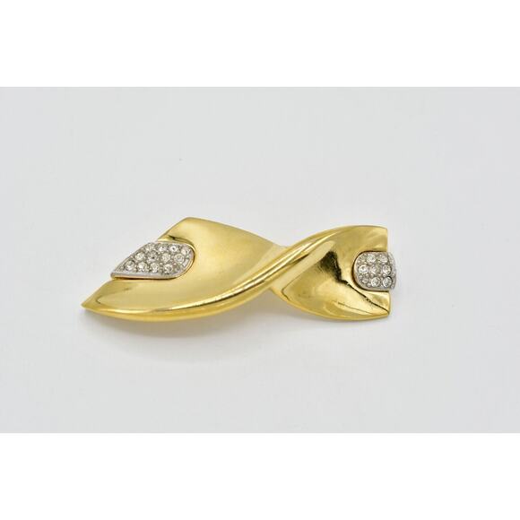 Givenchy Vintage Pin Brooch Gold Pave Rhinestone Crystal Runway Signed 80s Bin7 - Picture 1 of 11